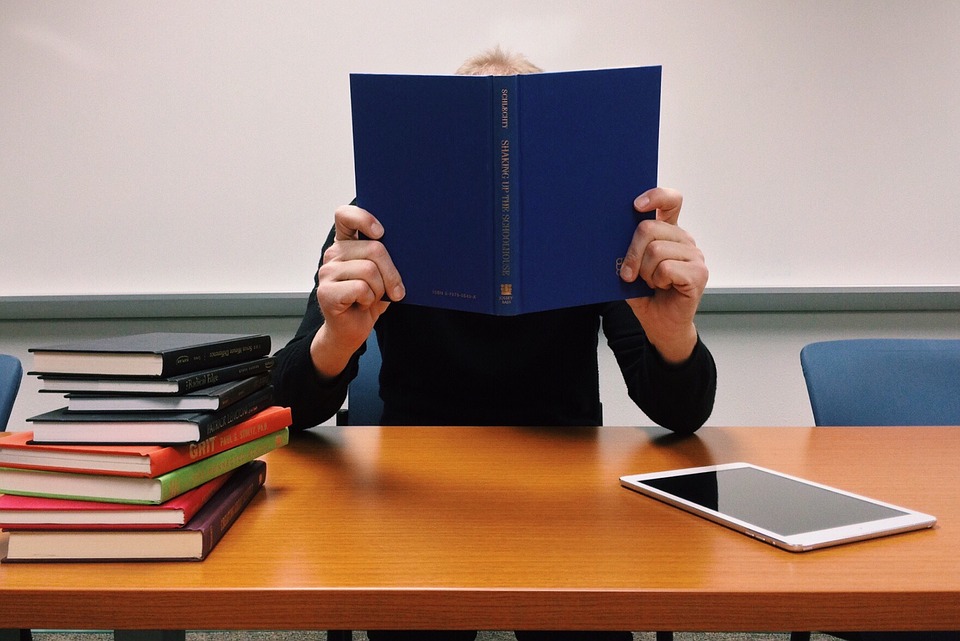student reading