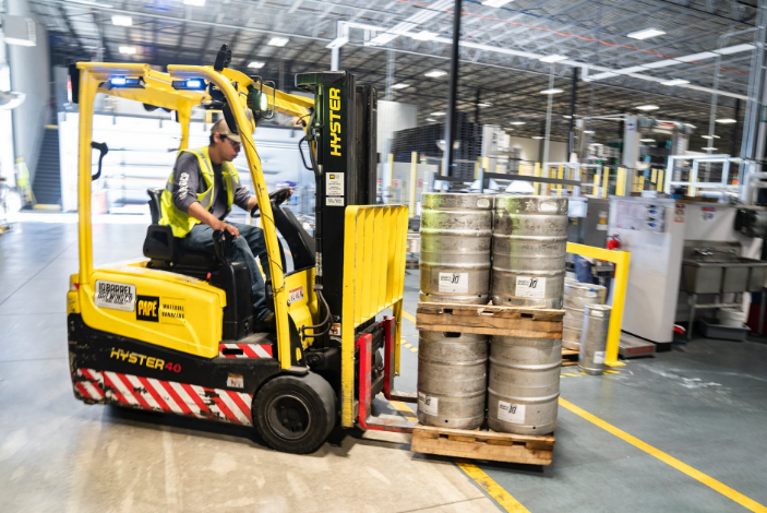 an operator organizing goods
