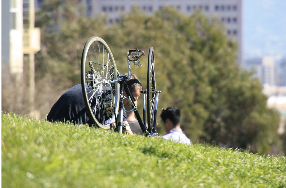 repairing a bike